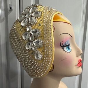BEN MARC Stunning Rhinestone Embellished Vtg Inspired Yellow Head Piece Sz OS